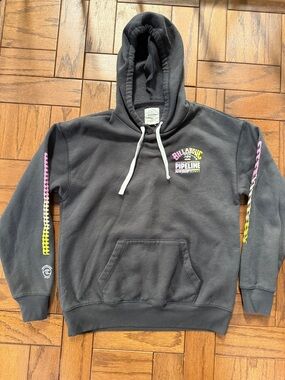 Billabong Women’s Crewneck Hoodie - Black with Pink & Yellow Accents
